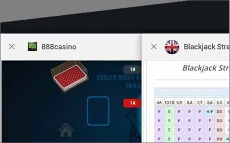 Open the Blackjack Strategy Table in another Browser and Consult it as you Play