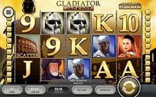 The Gladiator jackpot slot available on Betfair mobile.